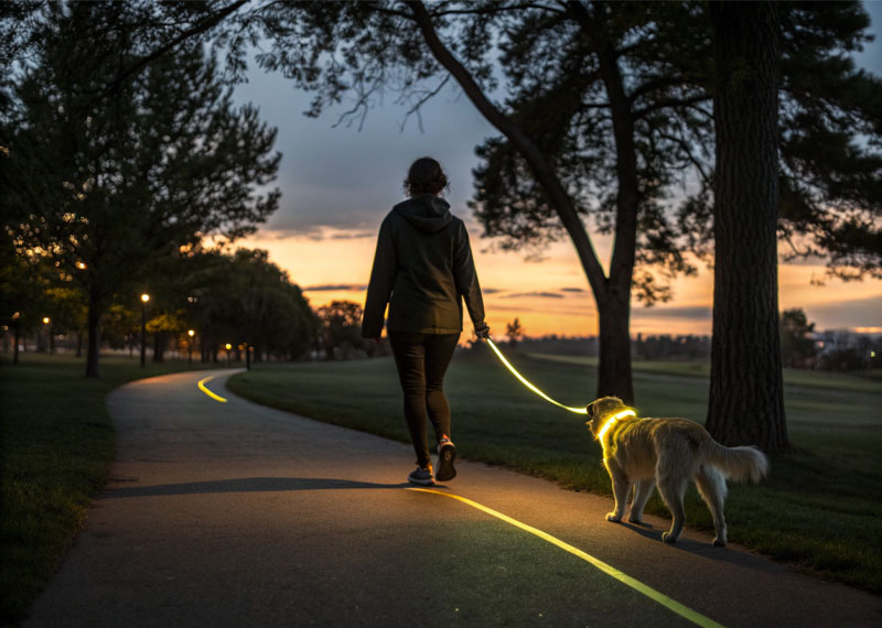 Laisse pour animaux avec lumières LED : le choix idéal pour les promenades nocturnes avec votre chien