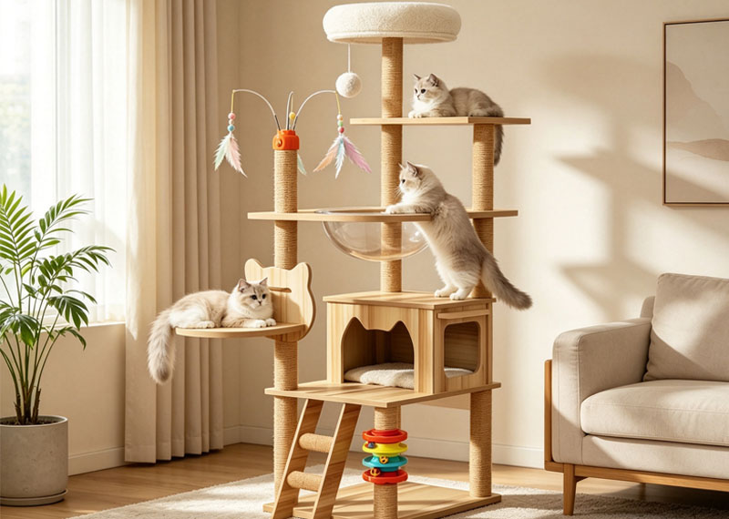 Pourquoi choisir des arbres à chat en bois pour votre entreprise de produits pour animaux de compagnie ?