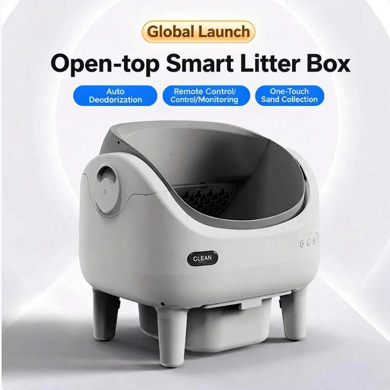 open self-cleaning litter box